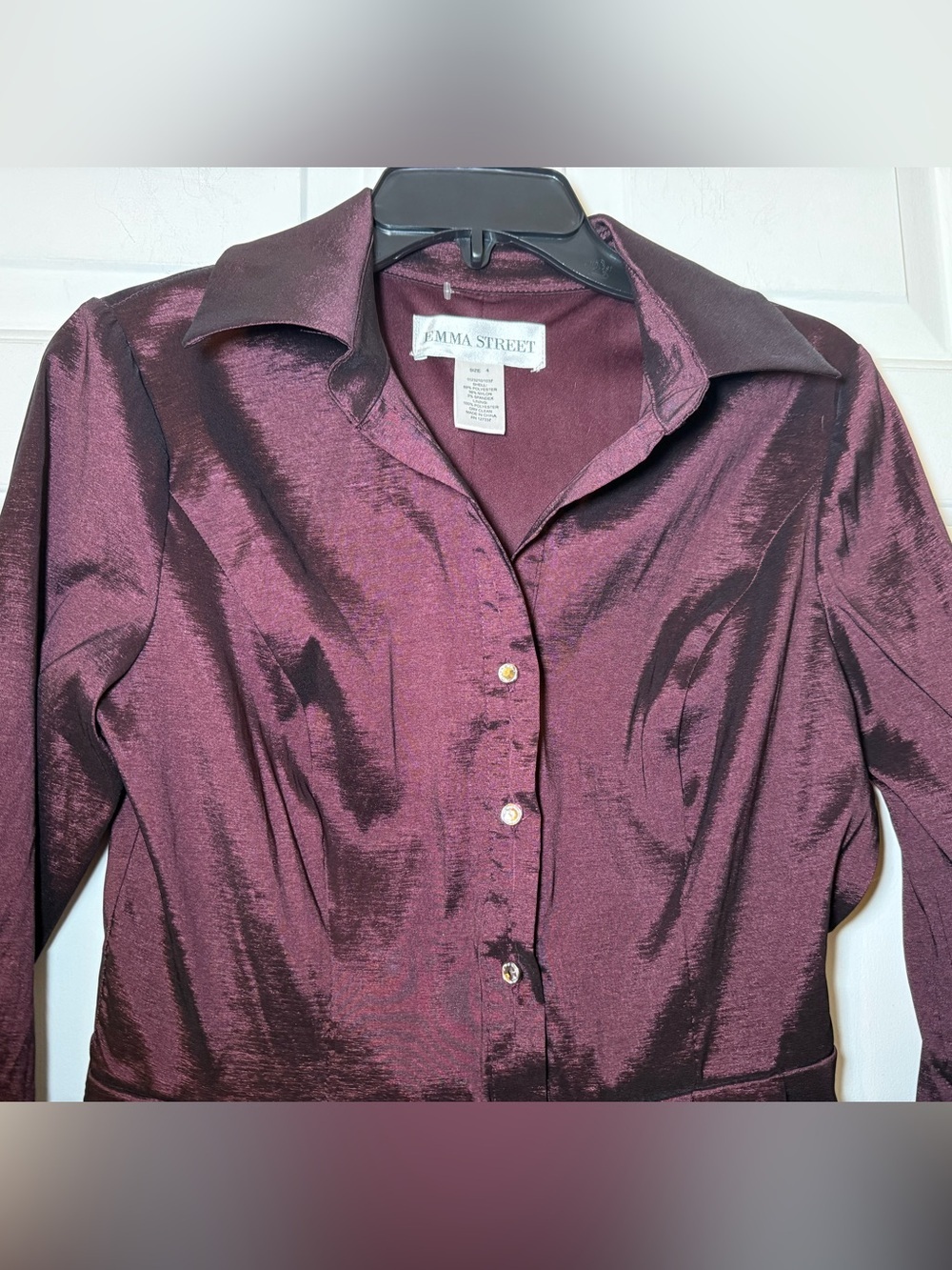 Emma Street Fit To Flare Classic Wine Shimmer Dress Sz 4 NWT Pleated Timeless - Picture 2 of 9